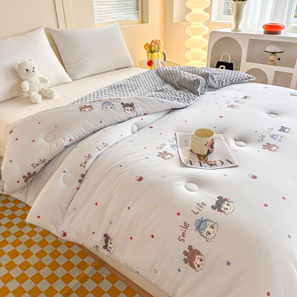 91家纺网 家纺一手货源 找家纺 纯优家纺 2025秋冬新款针织棉豆豆绒大豆秋冬被被子被芯（量大询价） 小小哪吒