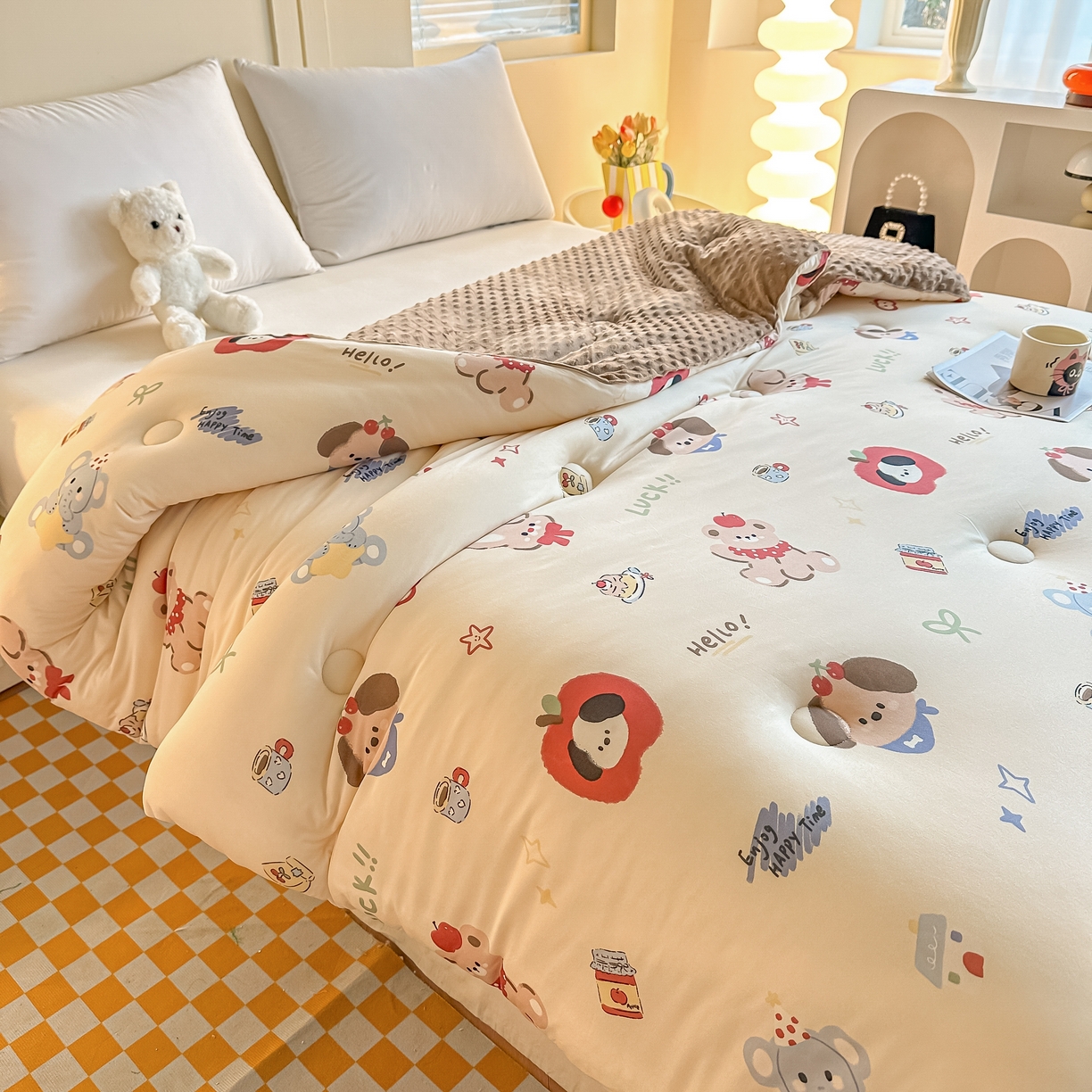 91家纺网 家纺一手货源 找家纺 纯优家纺 2025秋冬新款针织棉豆豆绒大豆秋冬被被子被芯（量大询价） 平安狗