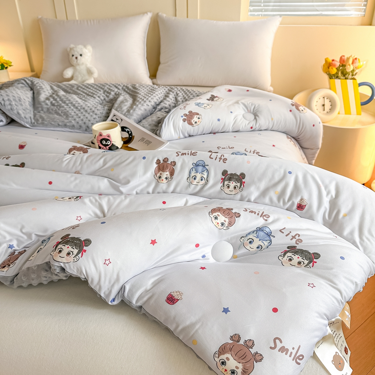 91家纺网 家纺一手货源 找家纺 纯优家纺 2025秋冬新款针织棉豆豆绒大豆秋冬被被子被芯（量大询价） 小小哪吒