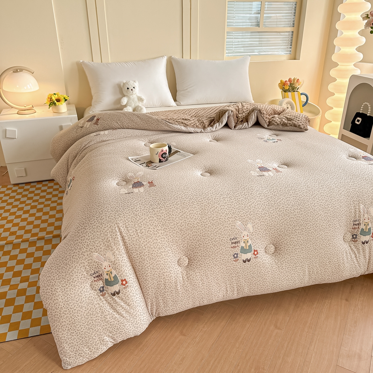 91家纺网 家纺一手货源 找家纺 纯优家纺 2025秋冬新款针织棉豆豆绒大豆秋冬被被子被芯（量大询价） 瑞贝卡