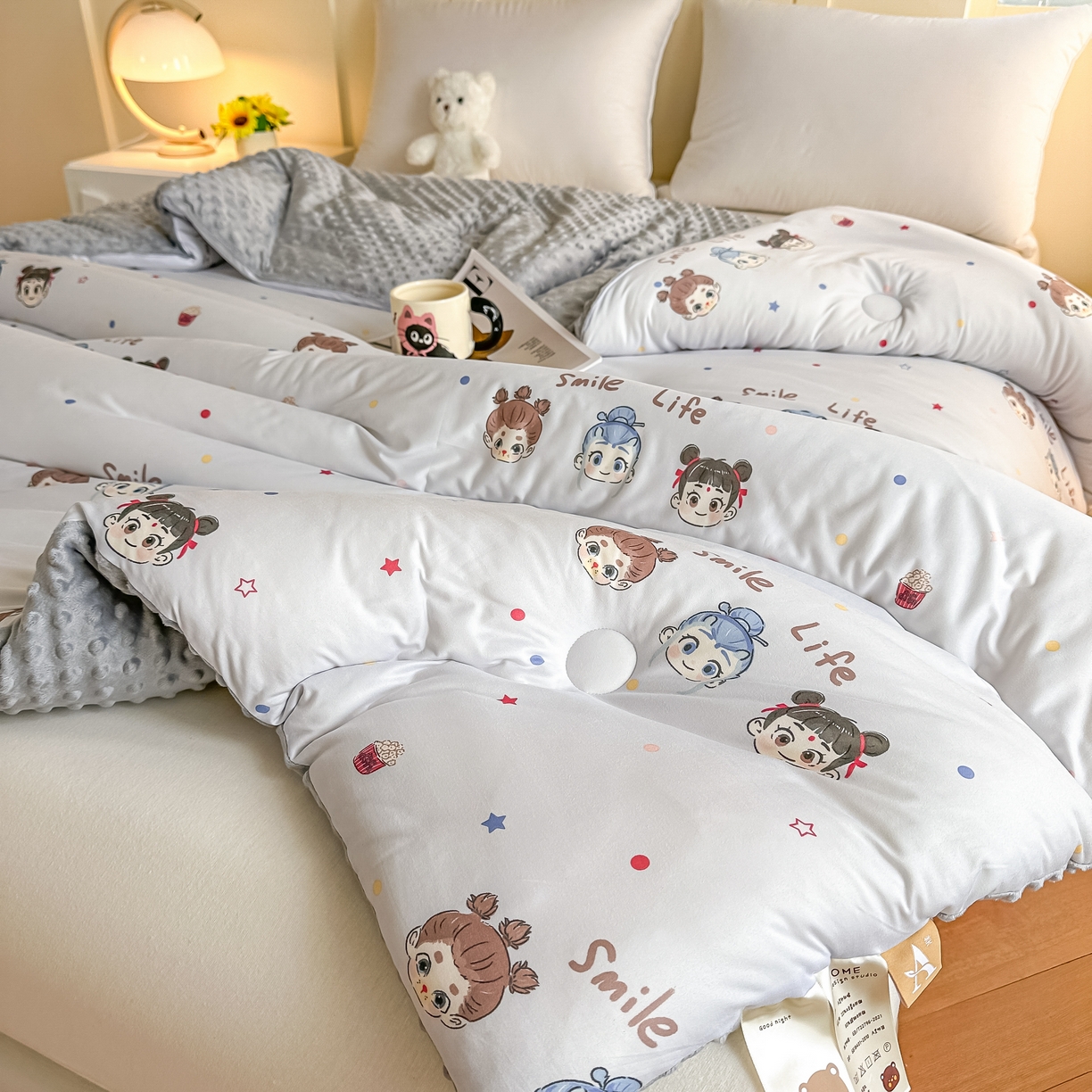 91家纺网 家纺一手货源 找家纺 纯优家纺 2025秋冬新款针织棉豆豆绒大豆秋冬被被子被芯（量大询价） 小小哪吒