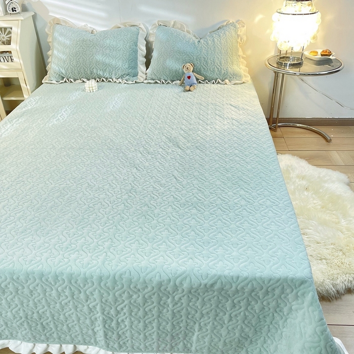 91家纺网 家纺一手货源 找家纺 （总）妮可 2025秋冬新款加厚牛奶绒多功能荷叶边纯色枕套