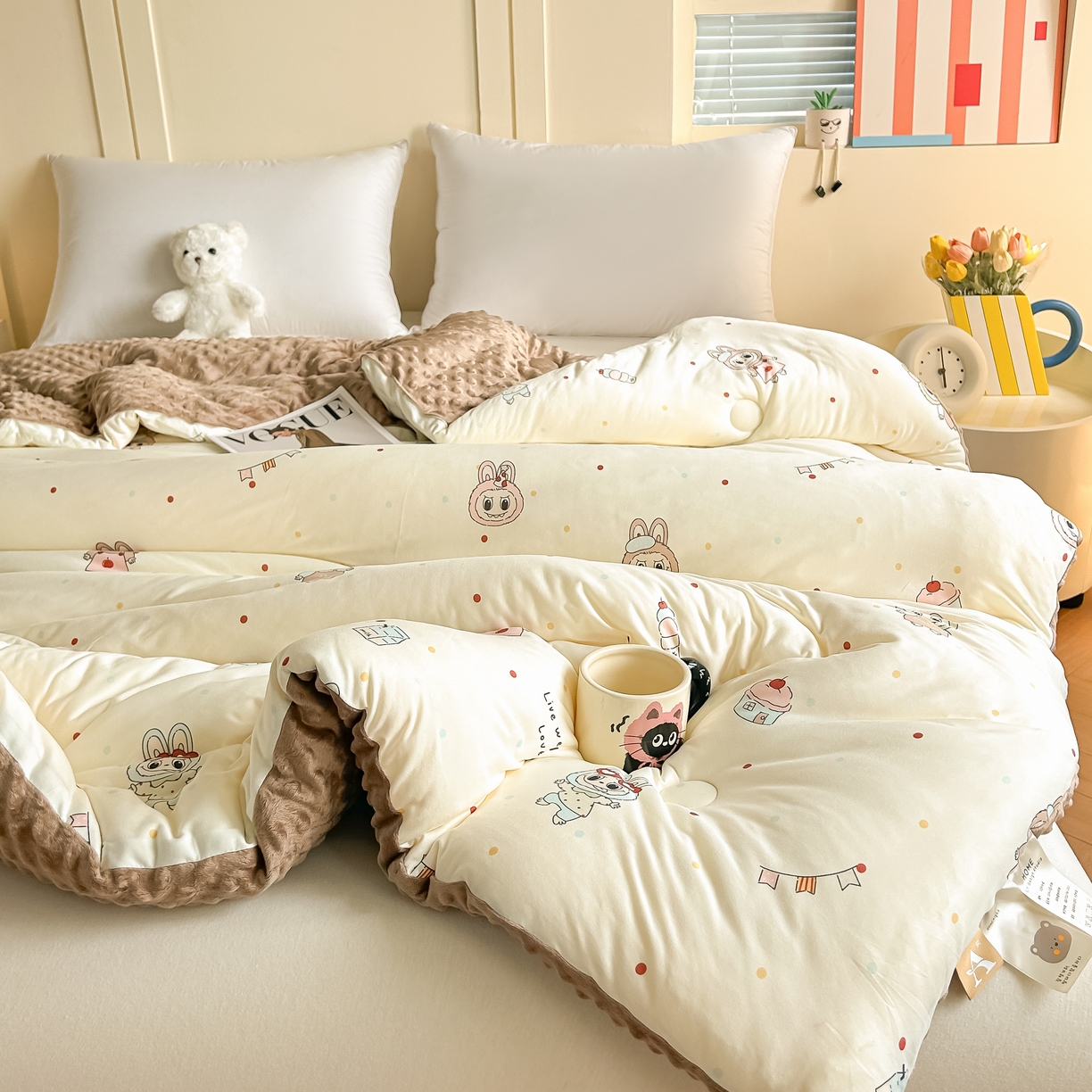 91家纺网 家纺一手货源 找家纺 纯优家纺 2025秋冬新款针织棉豆豆绒大豆秋冬被被子被芯（量大询价） 拉布布