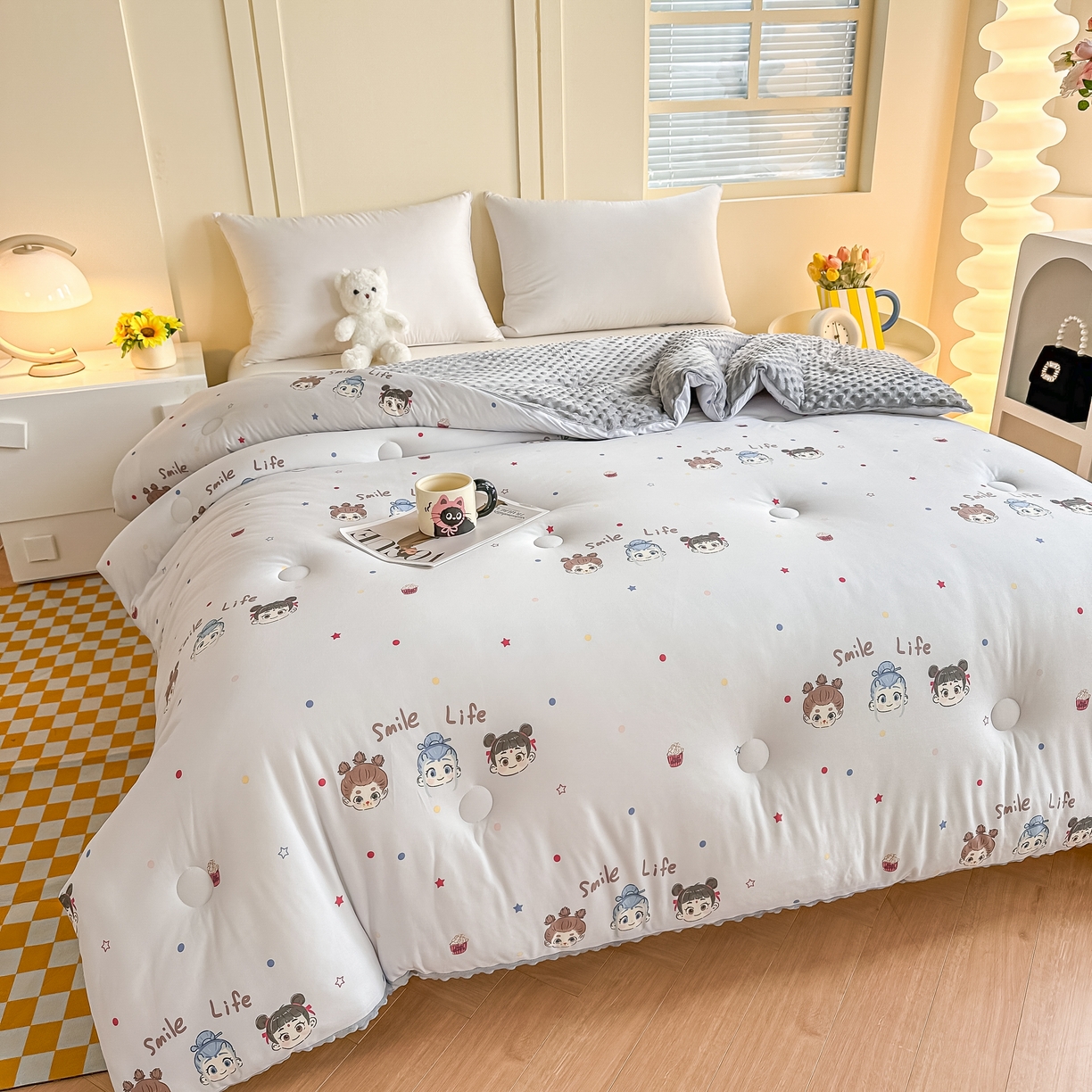 91家纺网 家纺一手货源 找家纺 纯优家纺 2025秋冬新款针织棉豆豆绒大豆秋冬被被子被芯（量大询价） 小小哪吒