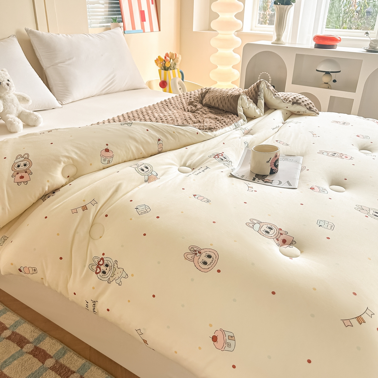 91家纺网 家纺一手货源 找家纺 纯优家纺 2025秋冬新款针织棉豆豆绒大豆秋冬被被子被芯（量大询价） 拉布布