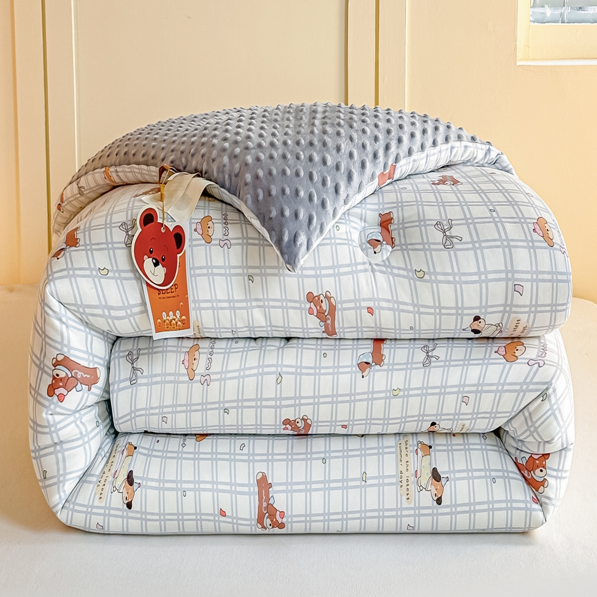 91家纺网 家纺一手货源 找家纺 （总）纯优家纺 2025秋冬新款针织棉豆豆绒大豆秋冬被被子被芯（量大询价）