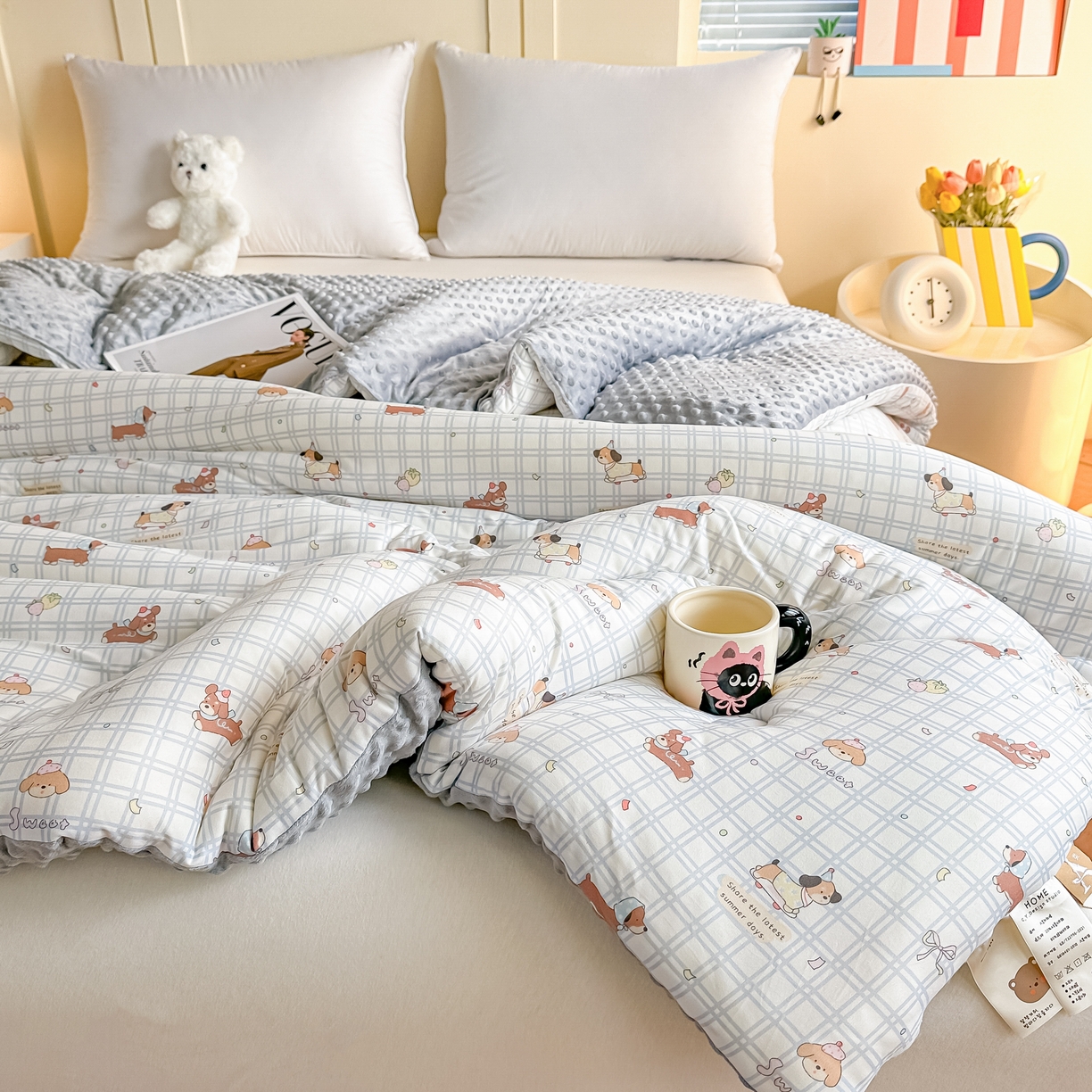 91家纺网 家纺一手货源 找家纺 （总）纯优家纺 2025秋冬新款针织棉豆豆绒大豆秋冬被被子被芯（量大询价）