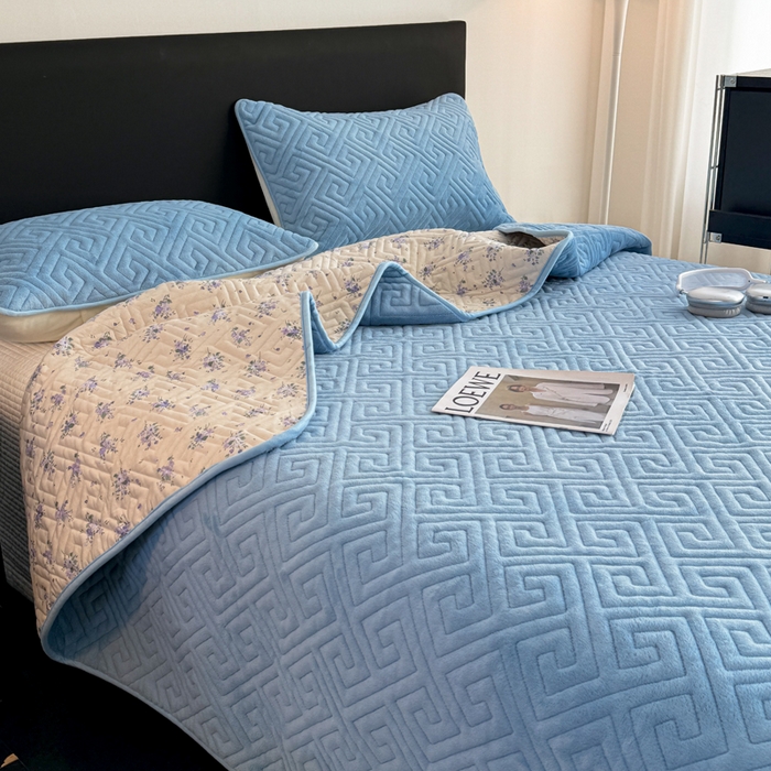 91家纺网 家纺一手货源 找家纺 （总）妮可 2025新款四季款双面可用一面棉一面220克牛奶绒夹棉床单床盖