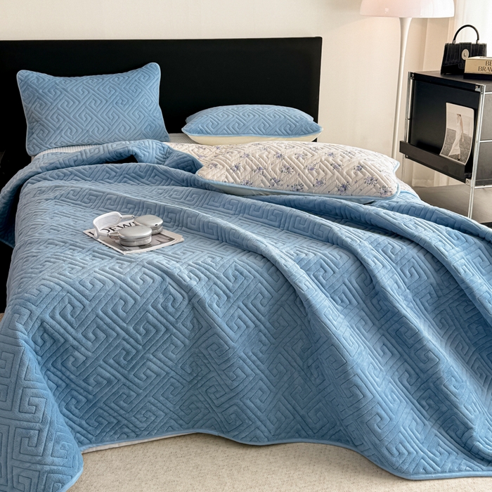 91家纺网 家纺一手货源 找家纺 （总）妮可 2025新款四季款双面可用一面棉一面220克牛奶绒夹棉床单床盖