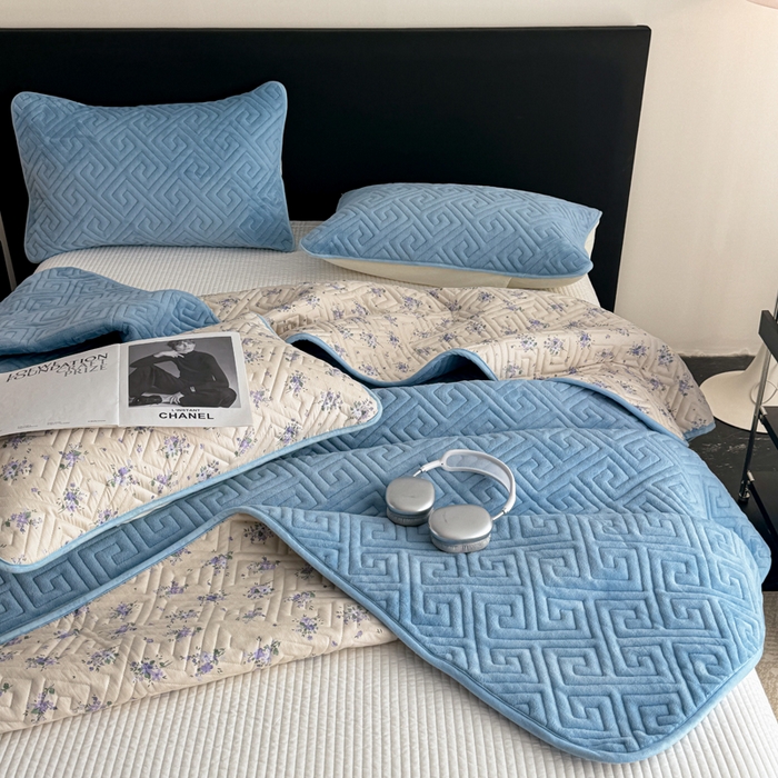 91家纺网 家纺一手货源 找家纺 （总）妮可 2025新款四季款双面可用一面棉一面220克牛奶绒夹棉床单床盖