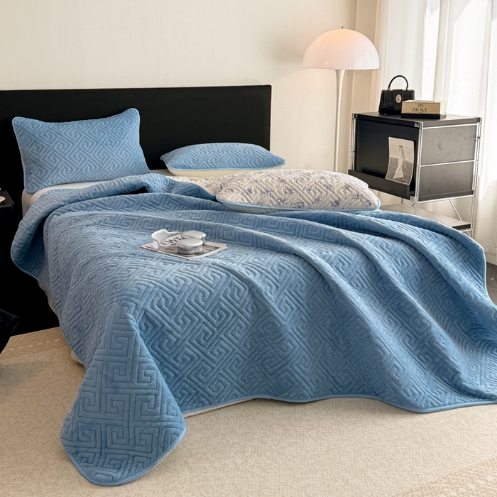 91家纺网 家纺一手货源 找家纺 （总）妮可 2025新款四季款双面可用一面棉一面220克牛奶绒夹棉床单床盖