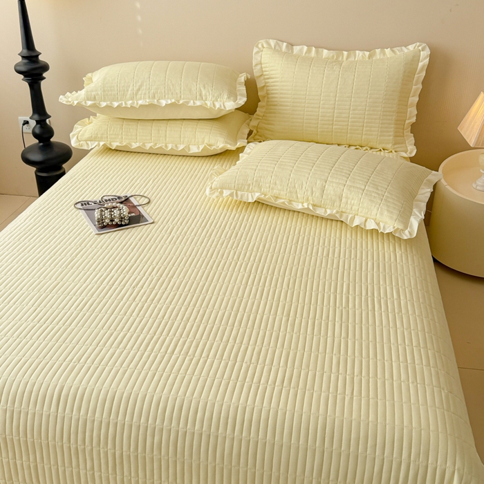 91家纺网 家纺一手货源 找家纺 （总）妮可 2025新款荷叶边纯棉绗缝四季款多功能床盖