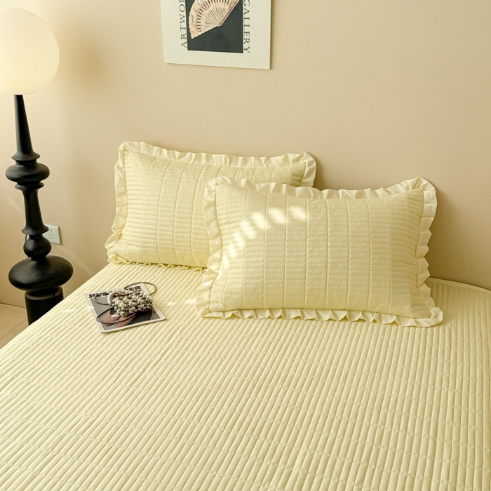 91家纺网 家纺一手货源 找家纺 （总）妮可 2025新款荷叶边纯棉绗缝四季款多功能床盖