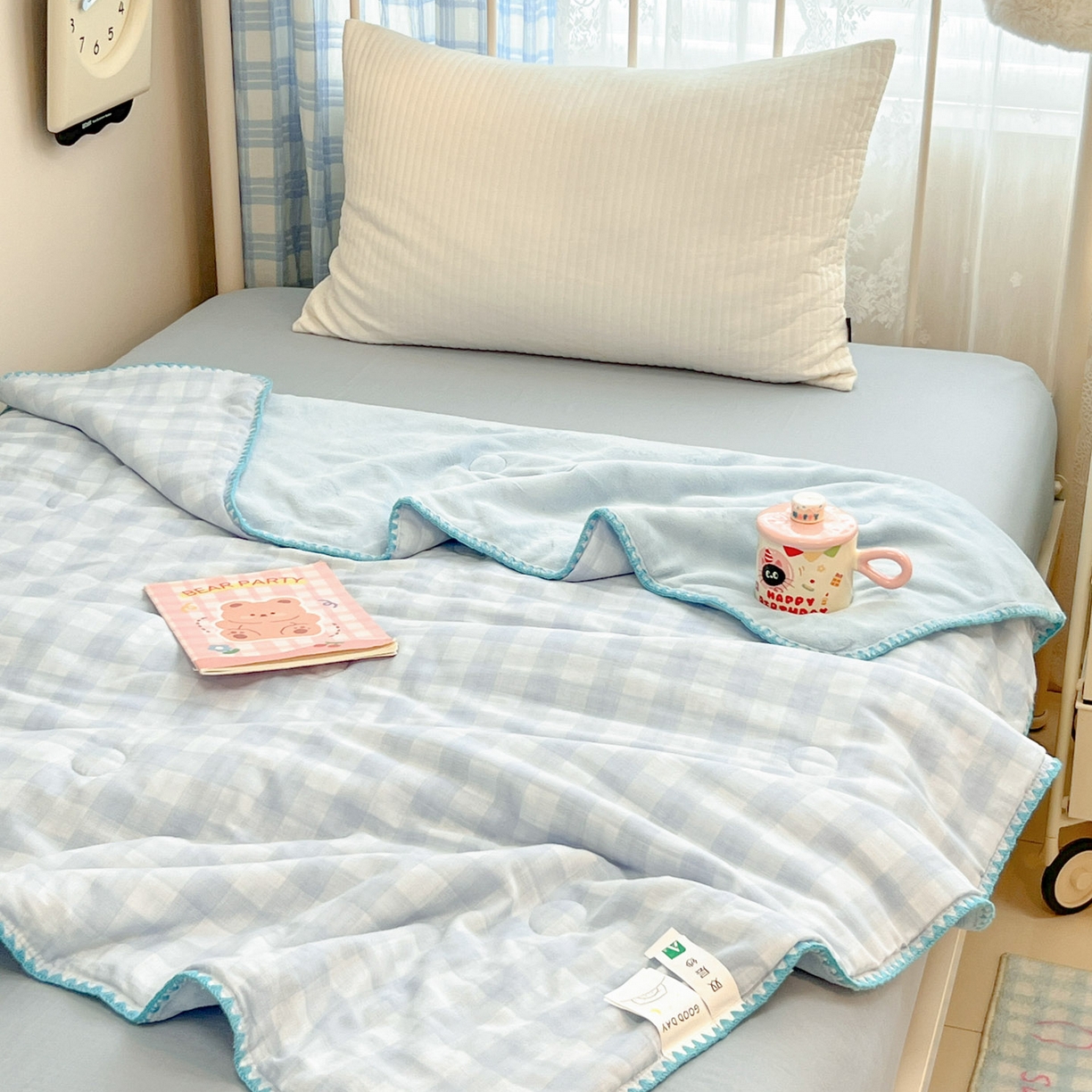 妮可 2025新款三层夹棉全棉双层纱绒多功能盖毯被 半岛冰茶