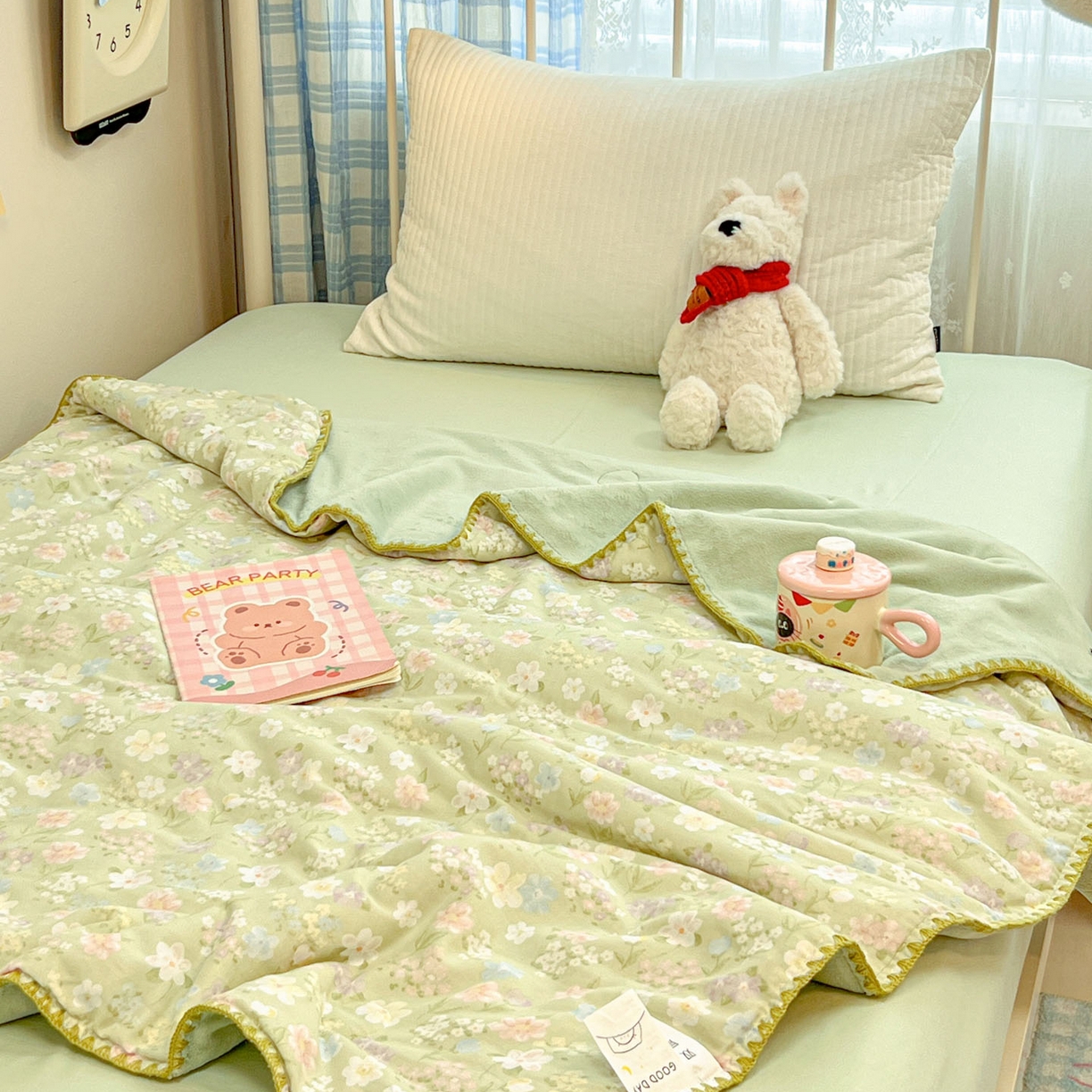 91家纺网 家纺一手货源 找家纺 （总）妮可 2025新款三层夹棉全棉双层纱绒多功能盖毯被