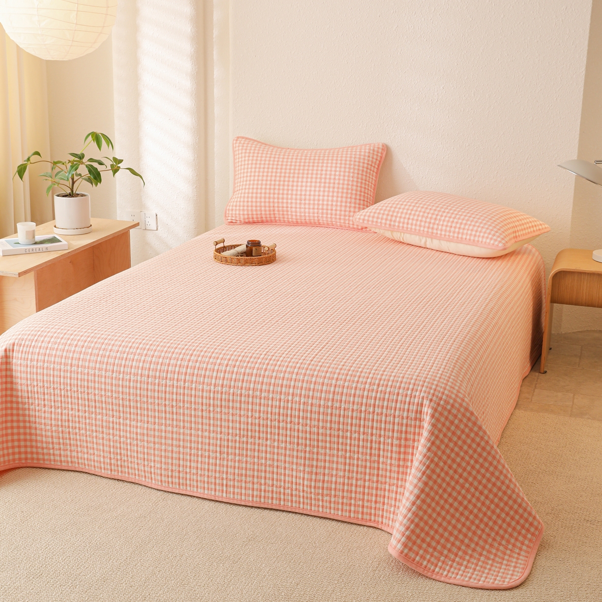 91家纺网 家纺一手货源 找家纺 （总）妮可 2025新款全棉色织水洗棉一面棉一面绒四季可用床盖系列