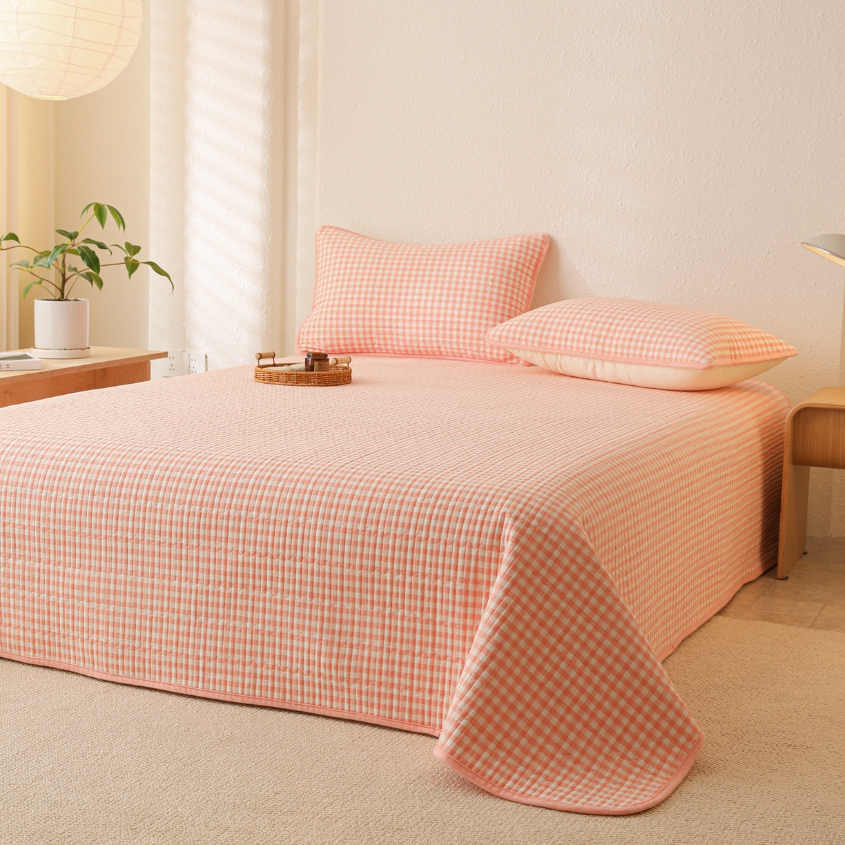 91家纺网 家纺一手货源 找家纺 （总）妮可 2025新款全棉色织水洗棉一面棉一面绒四季可用床盖系列