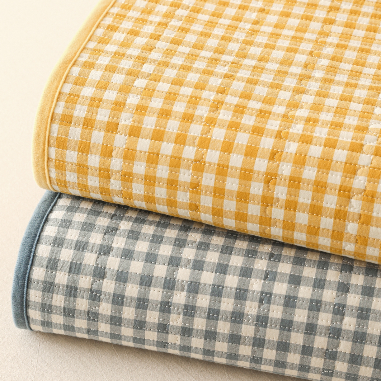 91家纺网 家纺一手货源 找家纺 妮可 2025新款全棉色织水洗棉一面棉一面绒四季可用床盖系列 叠拍