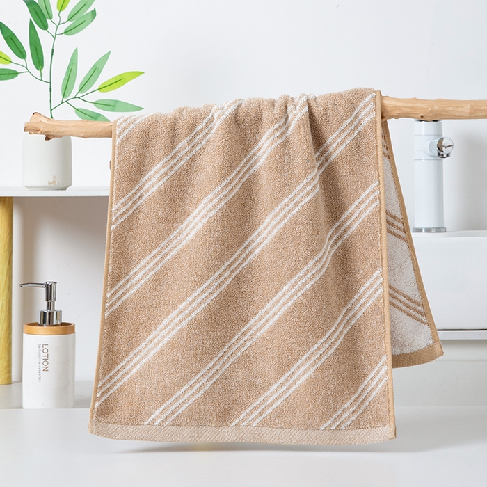 彩虹毛巾 2025新款斜纹精梳棉毛巾浴巾套装AB纱纯棉毛巾家用加厚浴巾 斜纹咖毛巾一条装 毛巾34*74