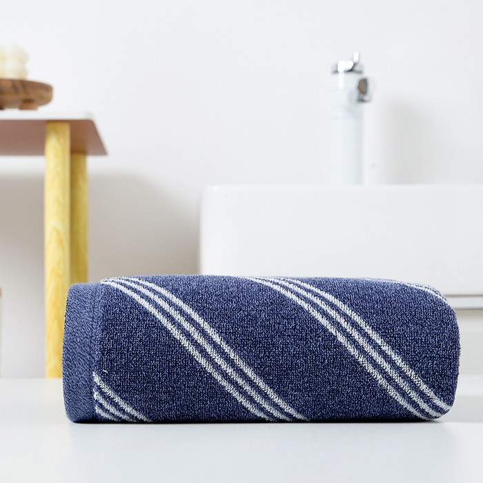 彩虹毛巾 2025新款斜纹精梳棉毛巾浴巾套装AB纱纯棉毛巾家用加厚浴巾 斜纹蓝浴巾一条装 浴巾70*140