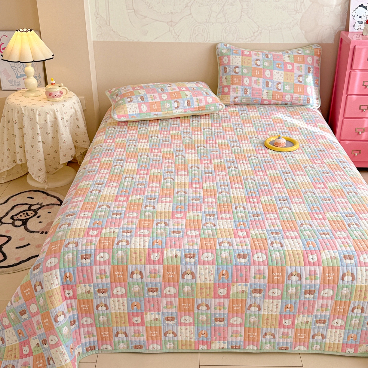 91家纺网 家纺一手货源 找家纺 （总）妮可 2025新款跑量款全棉双层纱绒四季可用床盖系列