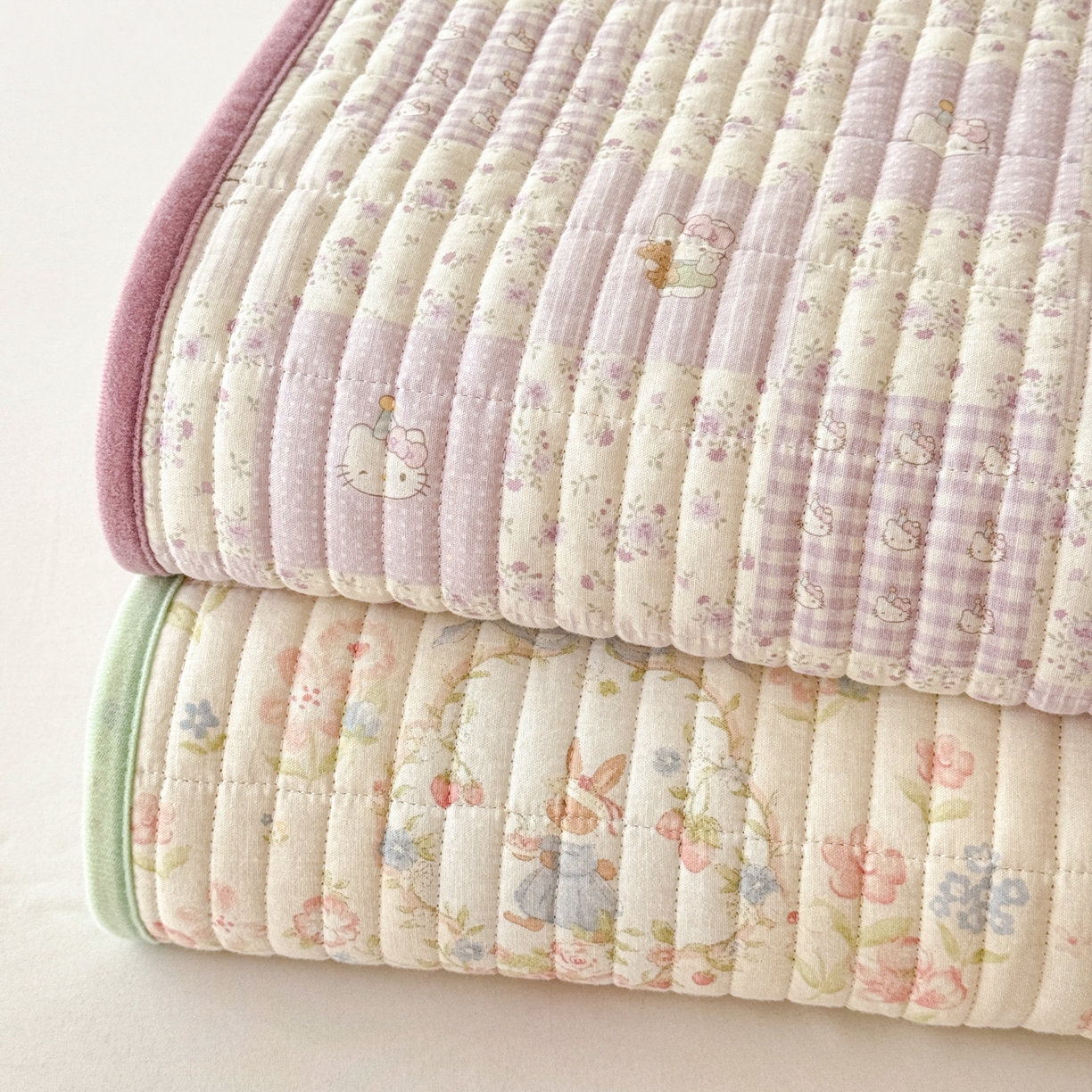 91家纺网 家纺一手货源 找家纺 妮可 2025新款跑量款全棉双层纱绒四季可用床盖系列 组合图（仅参考）