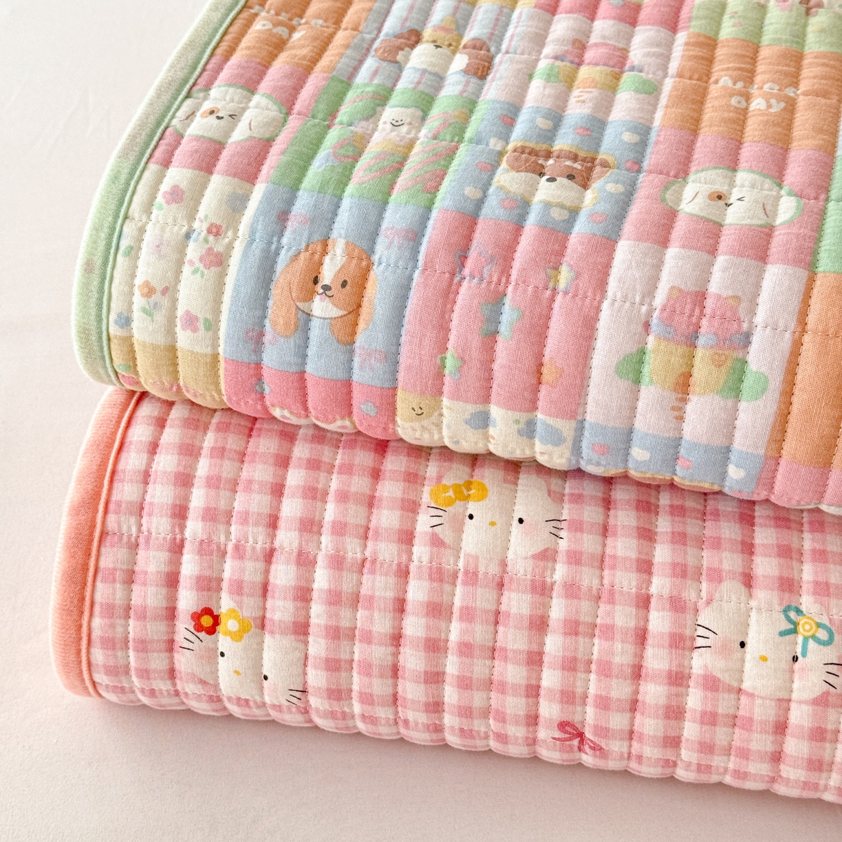 91家纺网 家纺一手货源 找家纺 妮可 2025新款跑量款全棉双层纱绒四季可用床盖系列 组合图（仅参考）