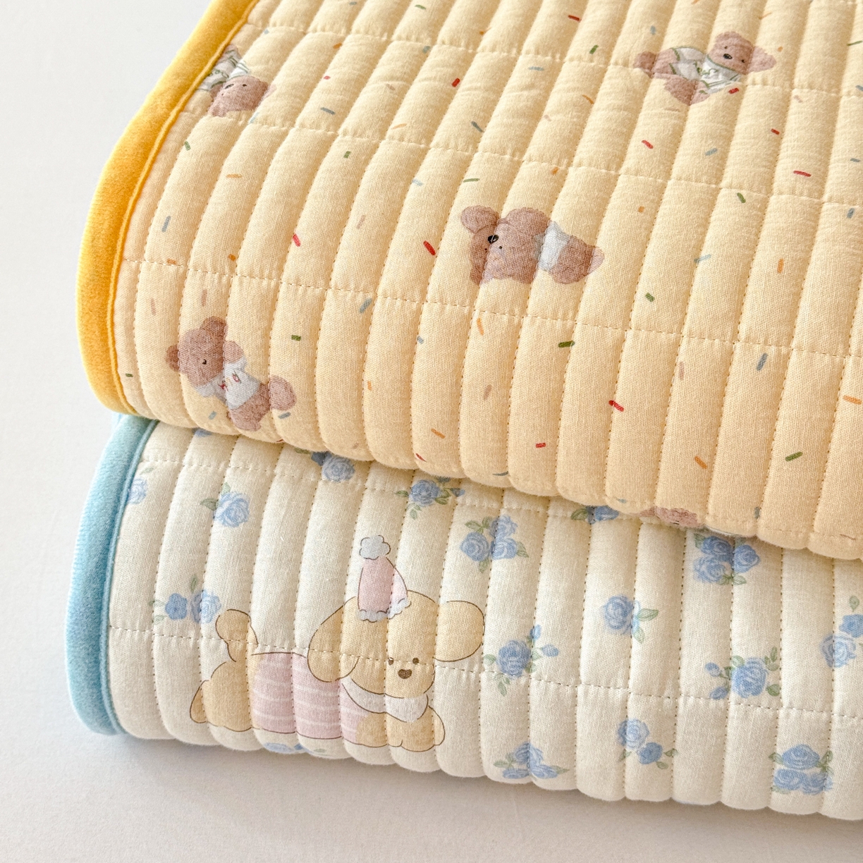 91家纺网 家纺一手货源 找家纺 妮可 2025新款跑量款全棉双层纱绒四季可用床盖系列 组合图（仅参考）