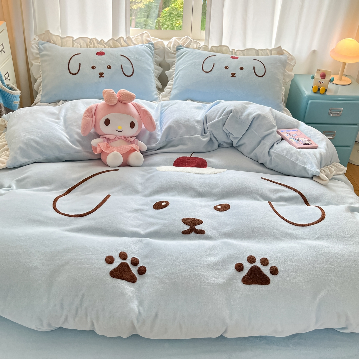 91家纺网 家纺一手货源 找家纺 （总）梦之岛 2025新款高克重大版牛奶绒卡通毛巾绣四件套