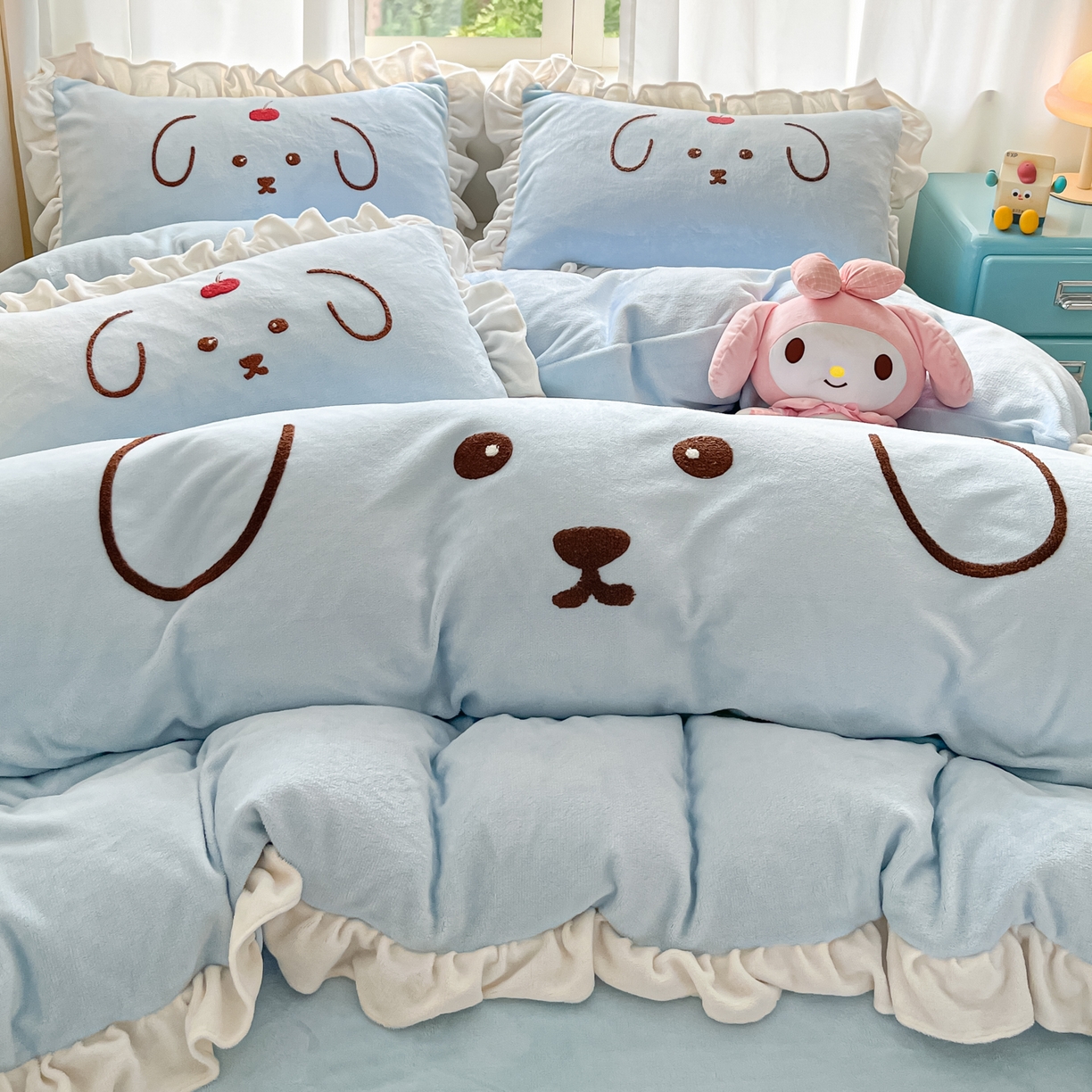 91家纺网 家纺一手货源 找家纺 （总）梦之岛 2025新款高克重大版牛奶绒卡通毛巾绣四件套