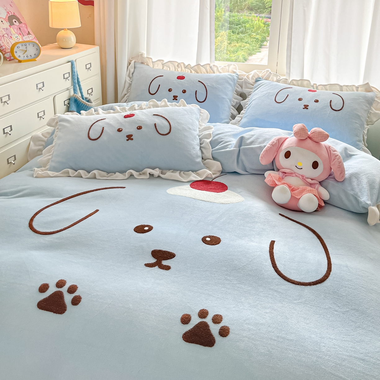 91家纺网 家纺一手货源 找家纺 （总）梦之岛 2025新款高克重大版牛奶绒卡通毛巾绣四件套