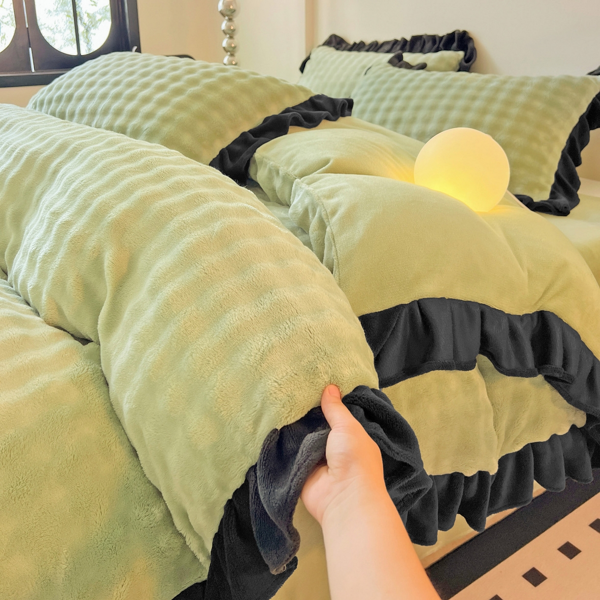 91家纺网 家纺一手货源 找家纺 （总）梦之岛 2025新款韩版兔毛绒小泡泡牛奶绒四件套