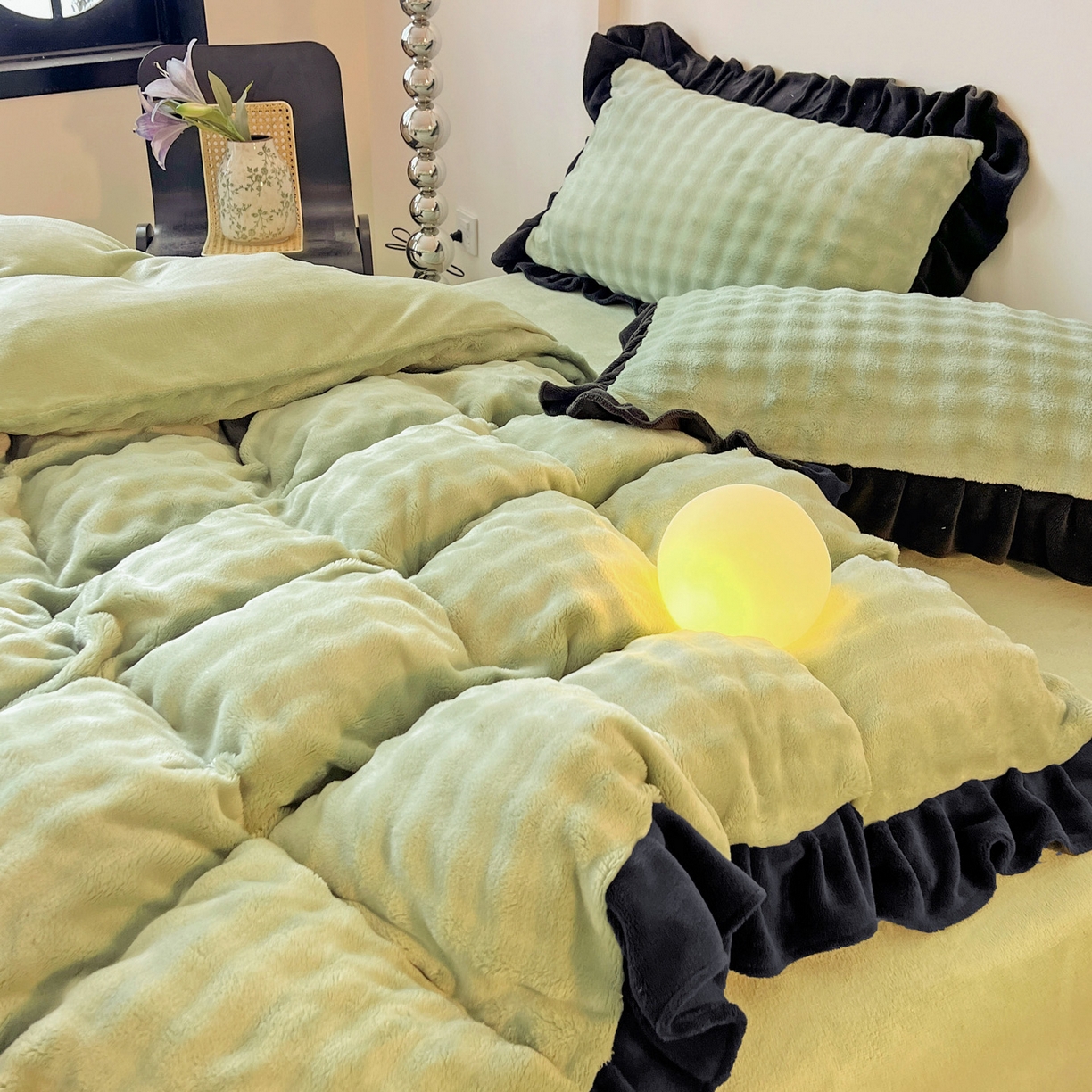 91家纺网 家纺一手货源 找家纺 （总）梦之岛 2025新款韩版兔毛绒小泡泡牛奶绒四件套