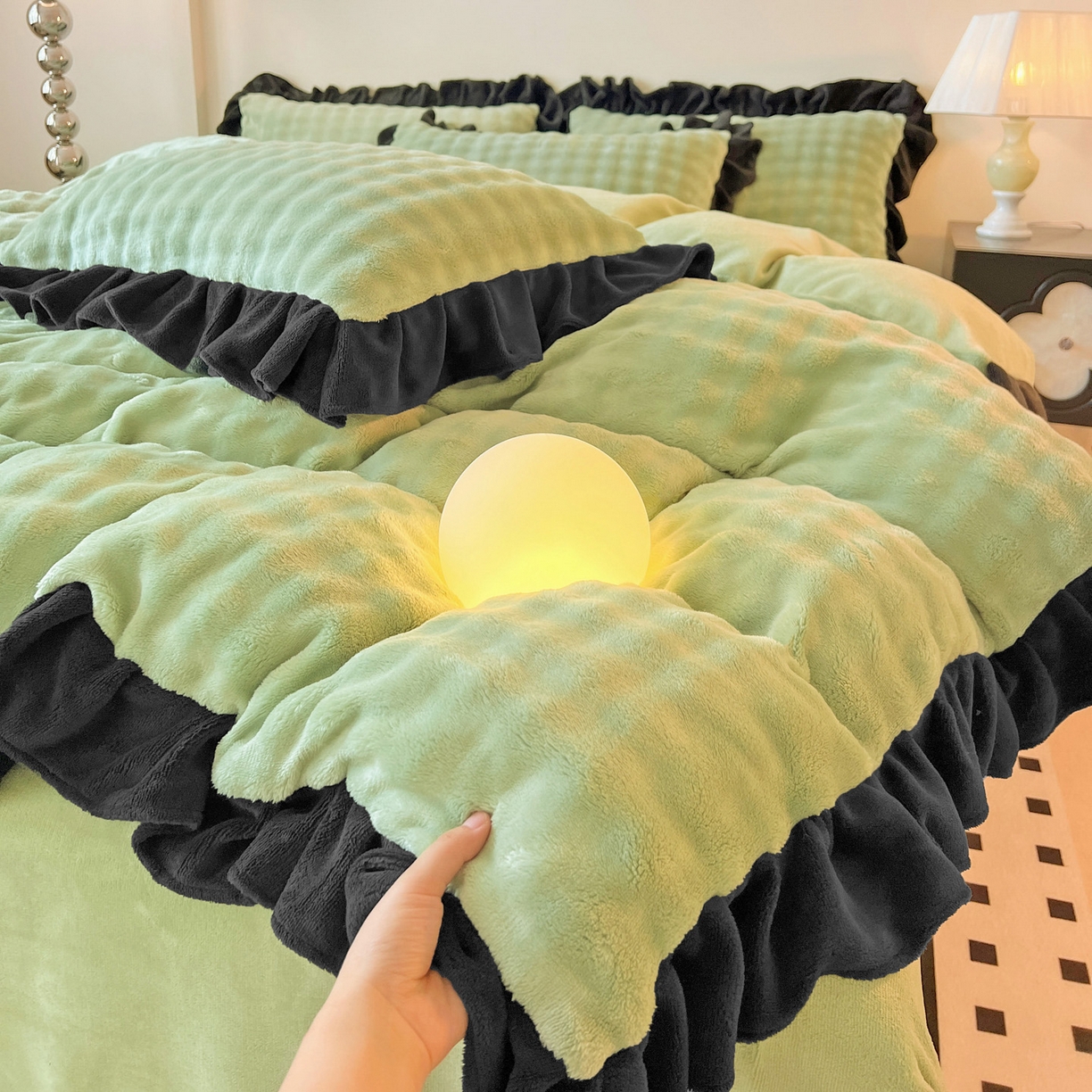 91家纺网 家纺一手货源 找家纺 （总）梦之岛 2025新款韩版兔毛绒小泡泡牛奶绒四件套