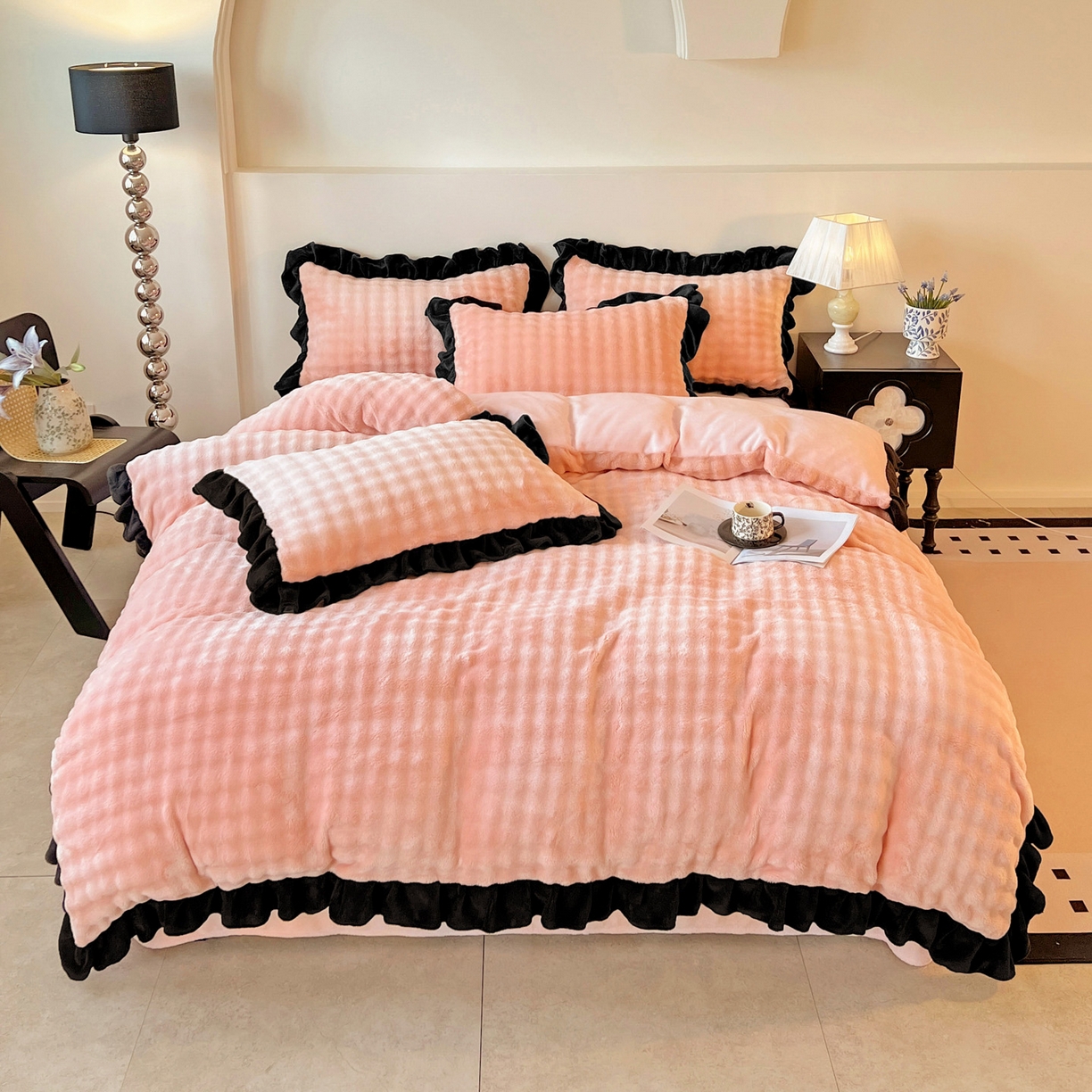 梦之岛 2025新款韩版兔毛绒小泡泡牛奶绒四件套 泡芙公主-玉