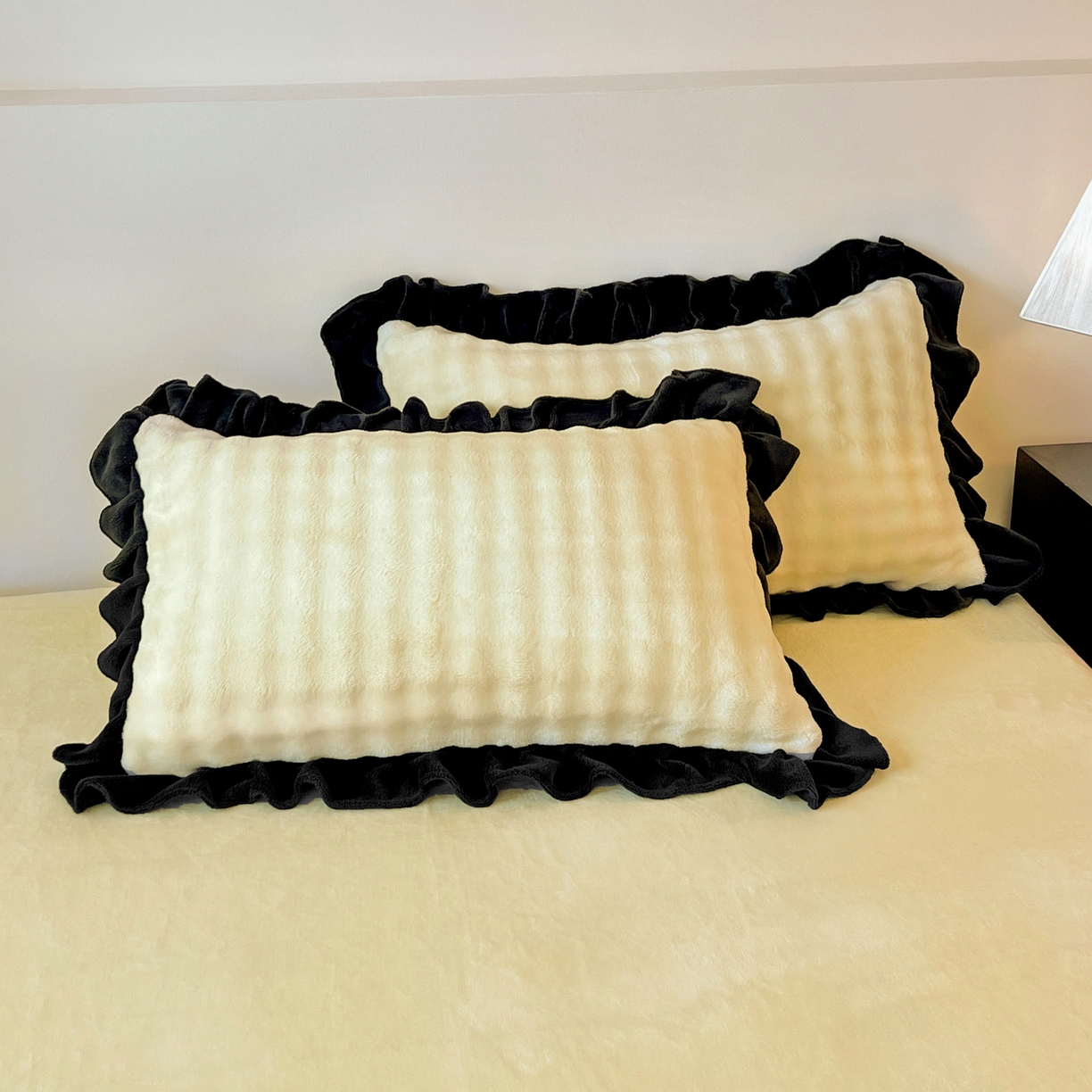 91家纺网 家纺一手货源 找家纺 梦之岛 2025新款韩版兔毛绒小泡泡牛奶绒四件套 泡芙公主-奶黄