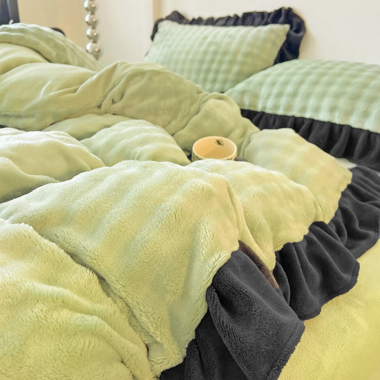 91家纺网 家纺一手货源 找家纺 （总）梦之岛 2025新款韩版兔毛绒小泡泡牛奶绒四件套