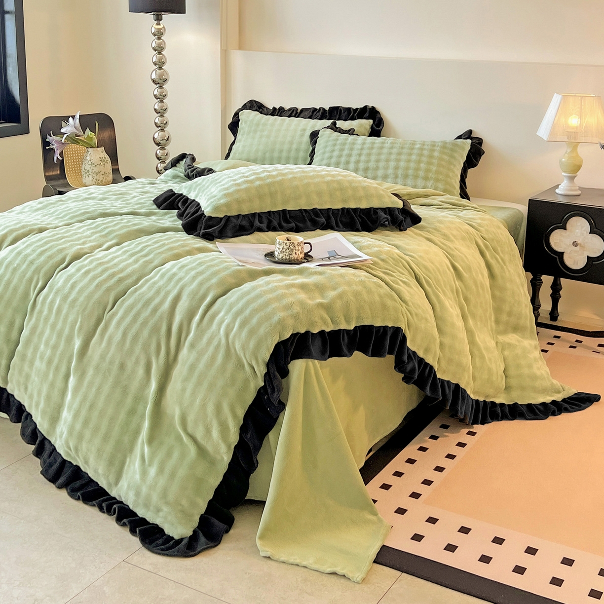 91家纺网 家纺一手货源 找家纺 （总）梦之岛 2025新款韩版兔毛绒小泡泡牛奶绒四件套