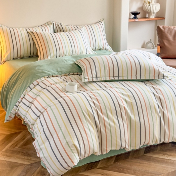 91家纺网 家纺一手货源 找家纺 雲归梦 2025新款全棉火山磨毛精梳棉生态磨毛纯棉四件套 极光绿