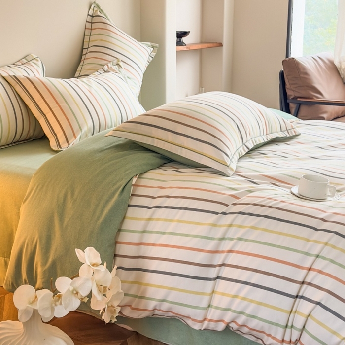 91家纺网 家纺一手货源 找家纺 雲归梦 2025新款全棉火山磨毛精梳棉生态磨毛纯棉四件套 极光绿