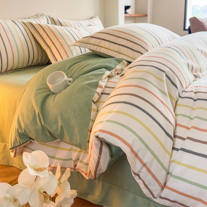 91家纺网 家纺一手货源 找家纺 雲归梦 2025新款全棉火山磨毛精梳棉生态磨毛纯棉四件套 极光绿