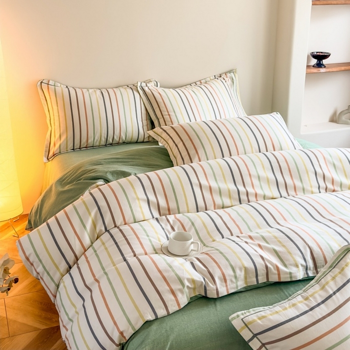 91家纺网 家纺一手货源 找家纺 雲归梦 2025新款全棉火山磨毛精梳棉生态磨毛纯棉四件套 极光绿