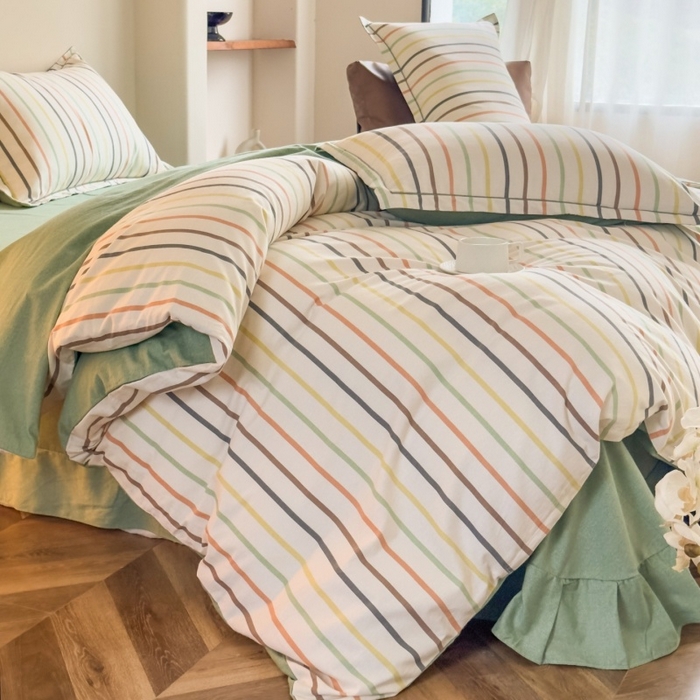 91家纺网 家纺一手货源 找家纺 雲归梦 2025新款全棉火山磨毛精梳棉生态磨毛纯棉四件套 极光绿