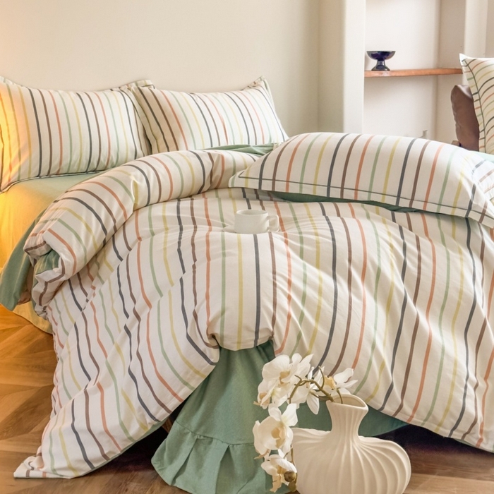 91家纺网 家纺一手货源 找家纺 雲归梦 2025新款全棉火山磨毛精梳棉生态磨毛纯棉四件套 极光绿