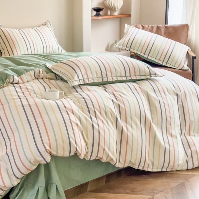 91家纺网 家纺一手货源 找家纺 雲归梦 2025新款全棉火山磨毛精梳棉生态磨毛纯棉四件套 极光绿