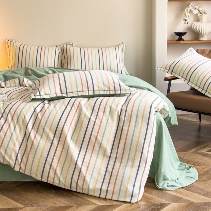 91家纺网 家纺一手货源 找家纺 雲归梦 2025新款全棉火山磨毛精梳棉生态磨毛纯棉四件套 极光绿