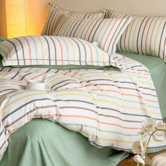 91家纺网 家纺一手货源 找家纺 雲归梦 2025新款全棉火山磨毛精梳棉生态磨毛纯棉四件套 极光绿