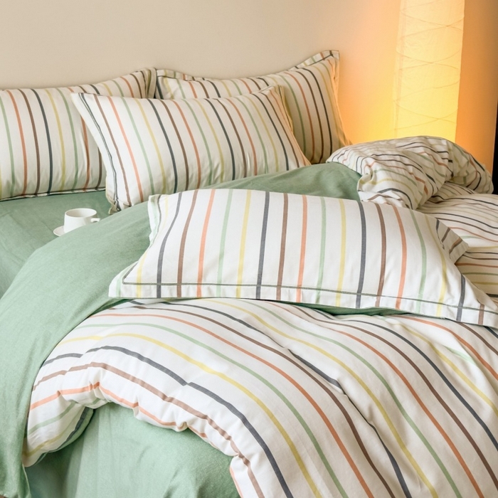 91家纺网 家纺一手货源 找家纺 雲归梦 2025新款全棉火山磨毛精梳棉生态磨毛纯棉四件套 极光绿