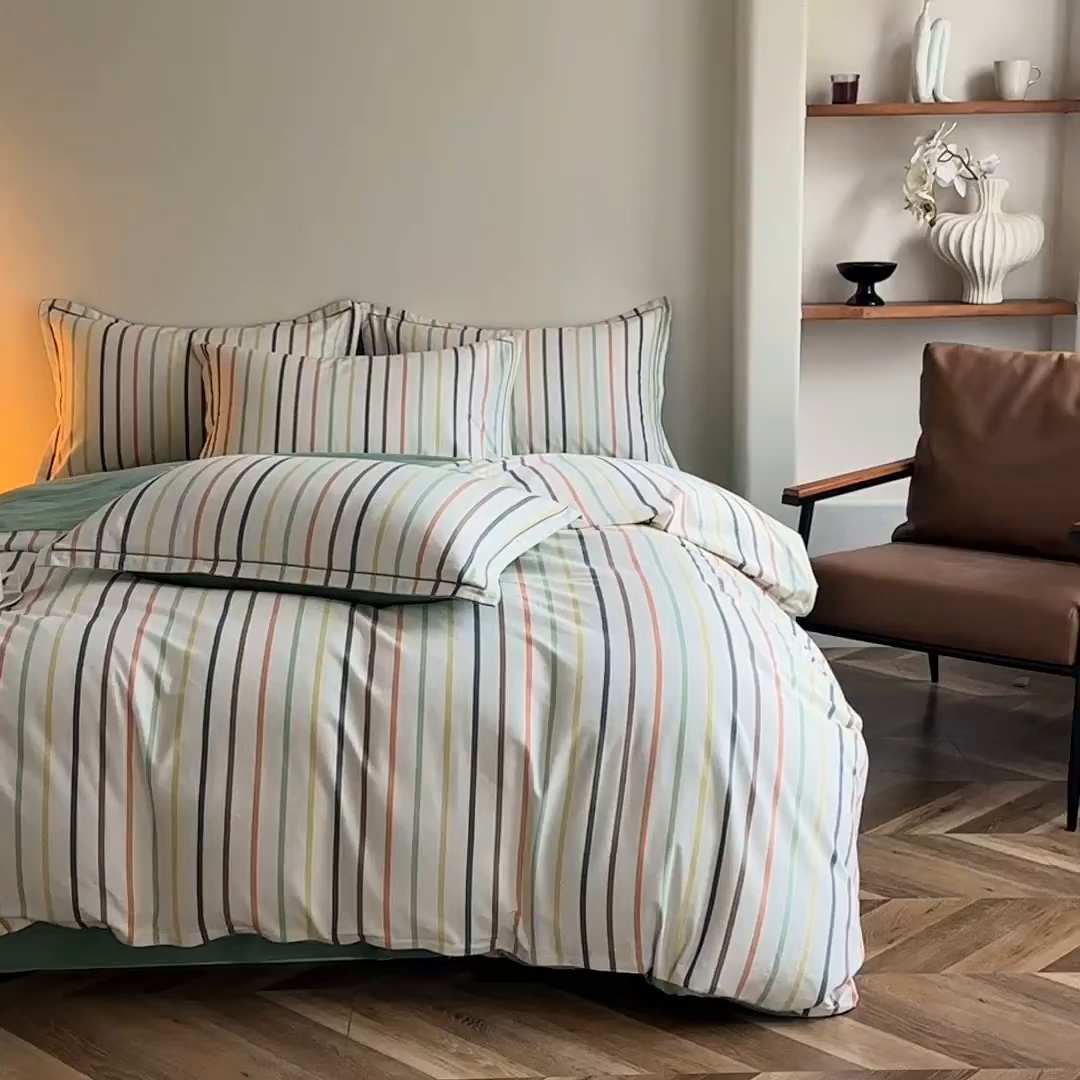 91家纺网 家纺一手货源 找家纺 雲归梦 2025新款全棉火山磨毛精梳棉生态磨毛纯棉四件套 极光绿