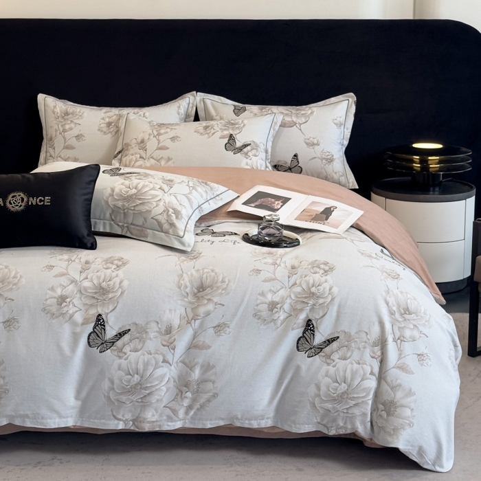 91家纺网 家纺一手货源 找家纺 雲归梦 2025新款全棉火山磨毛精梳棉生态磨毛纯棉四件套 墨雨人间